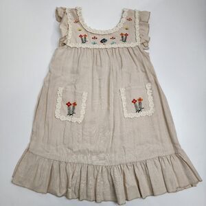 Girls Embroidered Floral Flower Dress Size 6-7 NEW without Tags